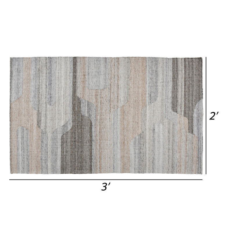 Yuz 2 x 3 Indoor Outdoor Small Area Rug with Beige Gray Abstract Tones - Benzara