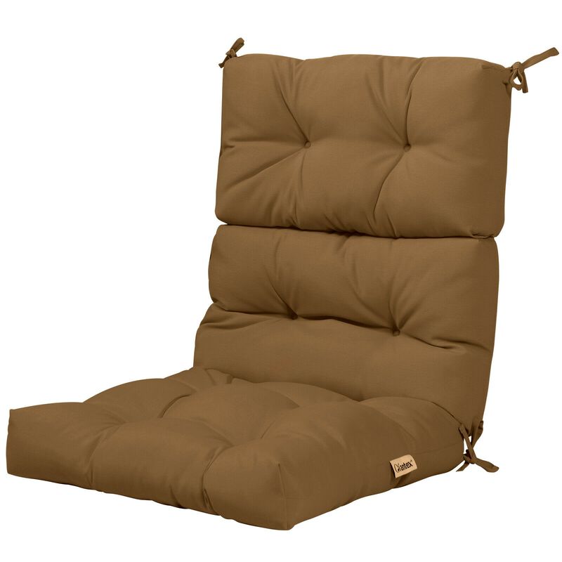 Tufted Patio High Back Chair Cushion with Non-Slip String Ties