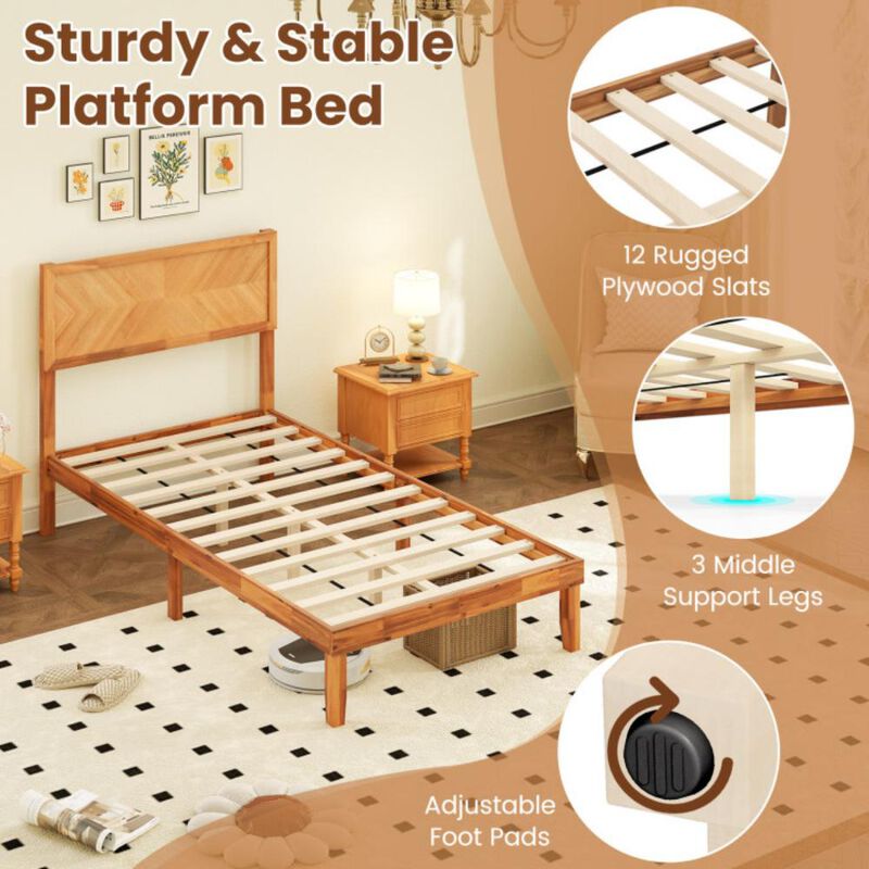 Bed Frame with Headboard and Storage Space for Practical and Stylish Bedroom Organization