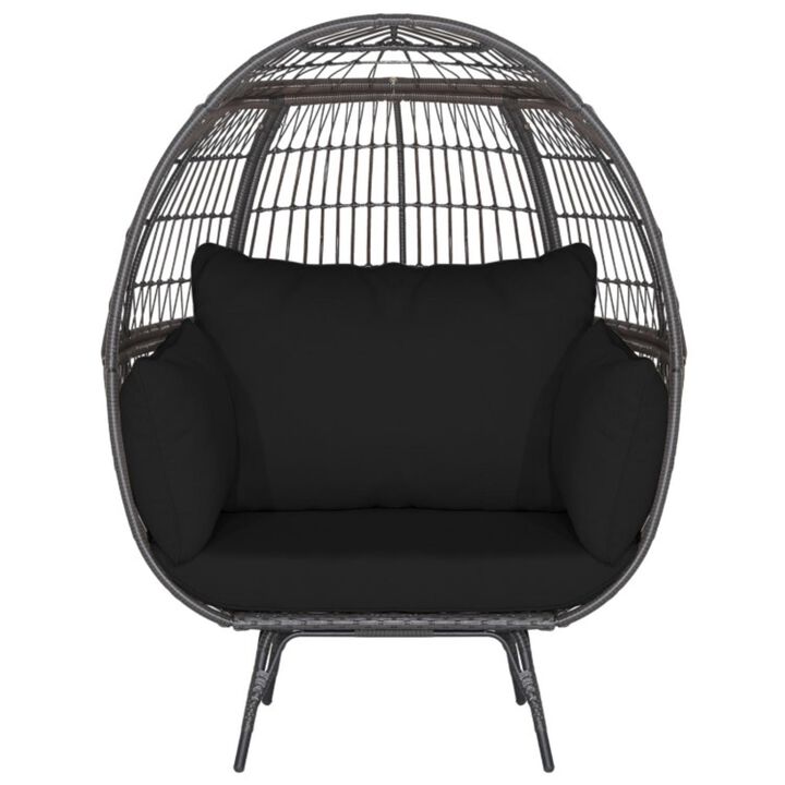 Hivvago Oversized Patio Rattan Egg Lounge Chair with 4 Cushions