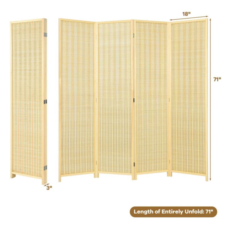 Hivvago 6 ft 4 Panel Portable Folding Room Divider Screen