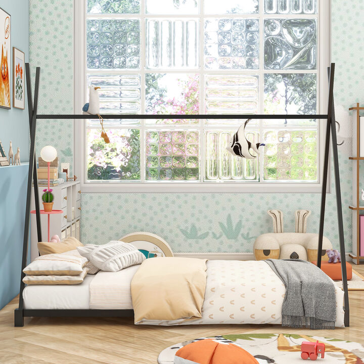 Merax Triangle Structure Metal House Platform Bed Floor Bed