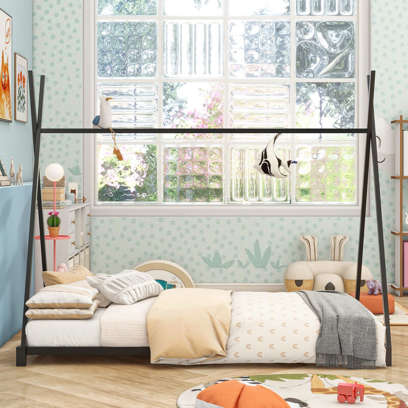 Merax Triangle Structure Metal House Platform Bed Floor Bed