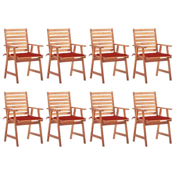 vidaXL Patio Dining Chairs 8 pcs with Cushions Solid Acacia Wood