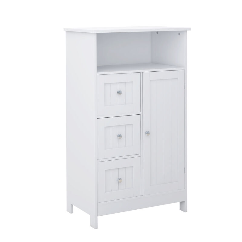 23.62 in. W. x 11.81 in. D x 39.37 in. H White Wood Linen Cabinet with Shelves and Storage