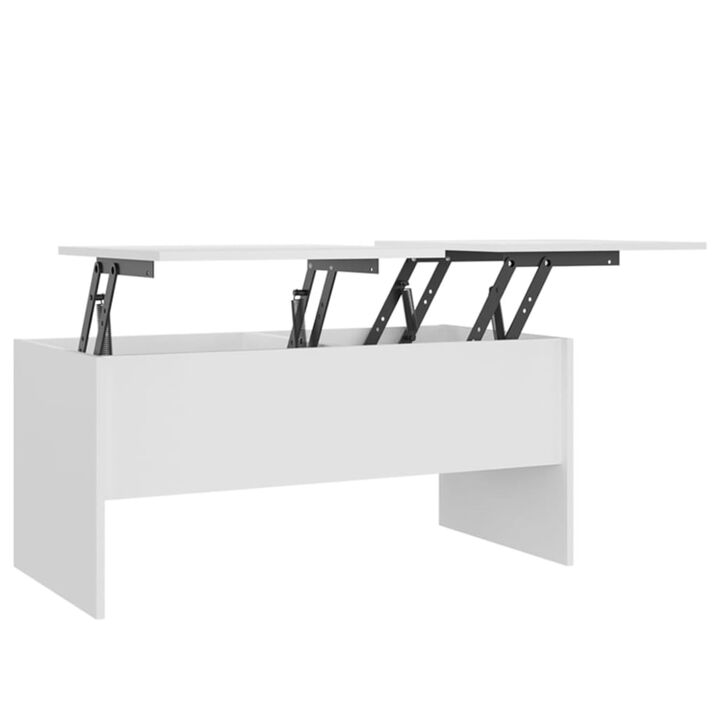 vidaXL White Coffee Table in Engineered Wood, Modern Rectangular Design with Storage - 40.2"x19.9"x18.3"