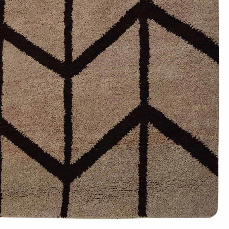 HAND KNOTTED WOOL Geometric AREA RUGS  - 9'x12', Rectangle Shape, Beige Brown Color, Geometric Modern, Medium Pile Handmade Area Rugs for Living Room, Bed Room (N01052)