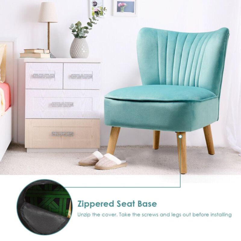 Hivvago Modern Armless Velvet Accent Chair with Wood Legs