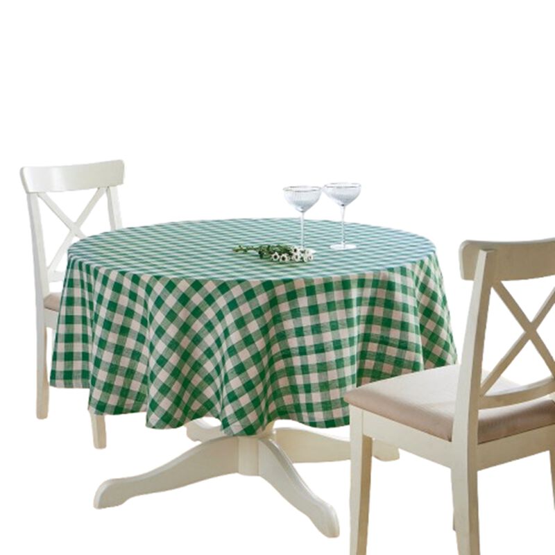 Solino Home 100% Pure Linen Round Tablecloth |Morgan Check