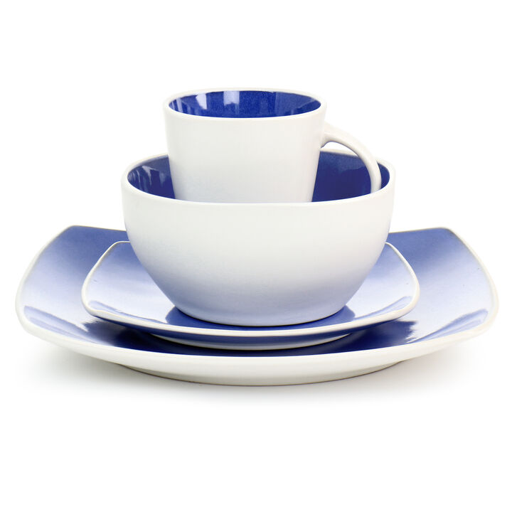 Gibson Elite Soho Lounge 16 Piece Stoneware Dinnerware Set in Cobalt