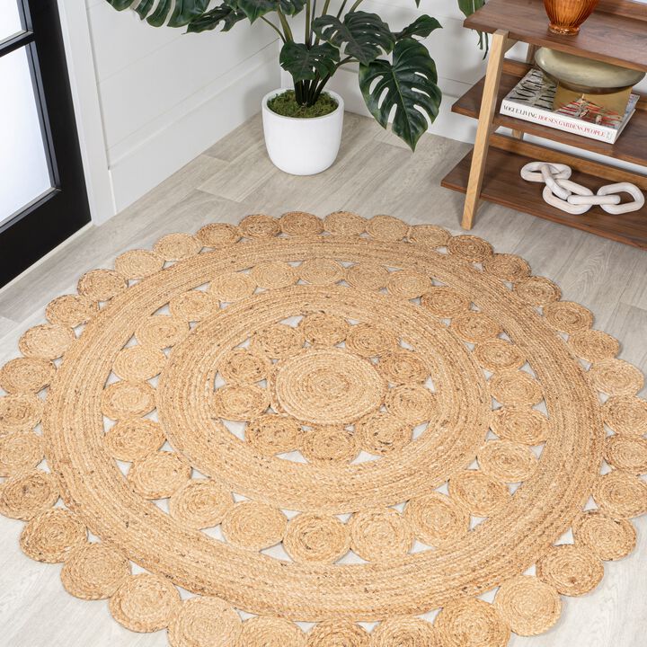 Daisy Hippy Jute Medallion Circle Natural 6' Round Area Rug