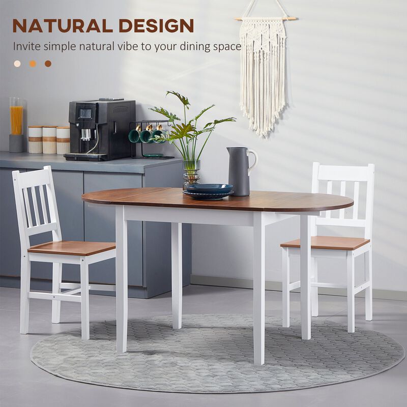 Natural Finish Dining: 55" Extendable Round Table with Drop Leaf