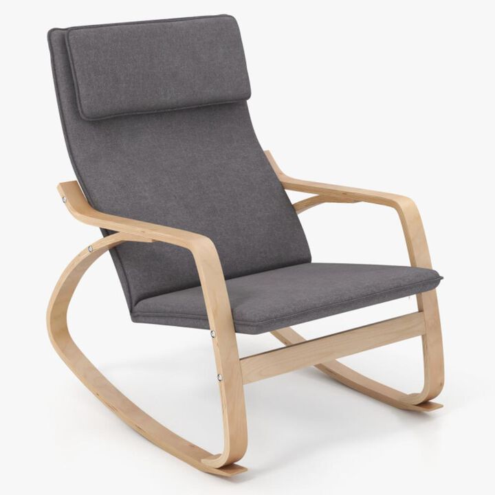 Hivvago Stable Wooden Frame Leisure Rocking Chair with Removable Upholstered Cushion