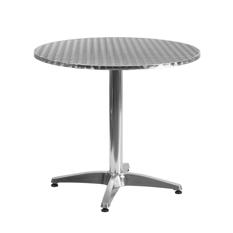 Flash Furniture Lila 31.5'' Round Aluminum Indoor-Outdoor Table Set with 2 Slat Back Chairs
