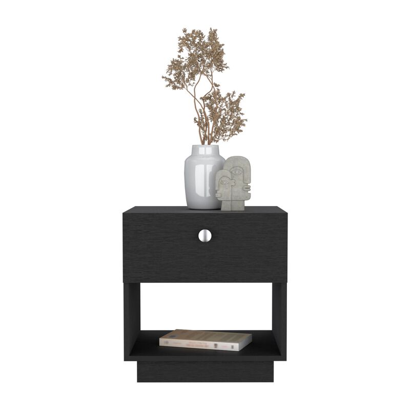 DEPOT E-SHOP Macon Single Drawer Nightstand with Open Storage Shelf