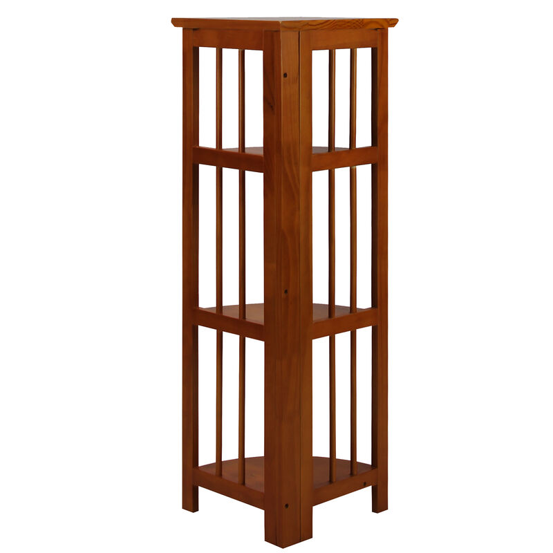 Casual Home 4-Shelf Corner Folding Bookcase, Honey Oak