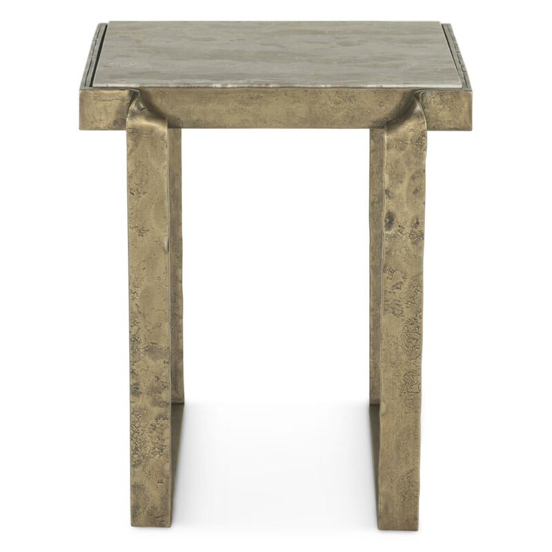 World Interiors Rhodes 20 Side Table with Marble and Antique Brass
