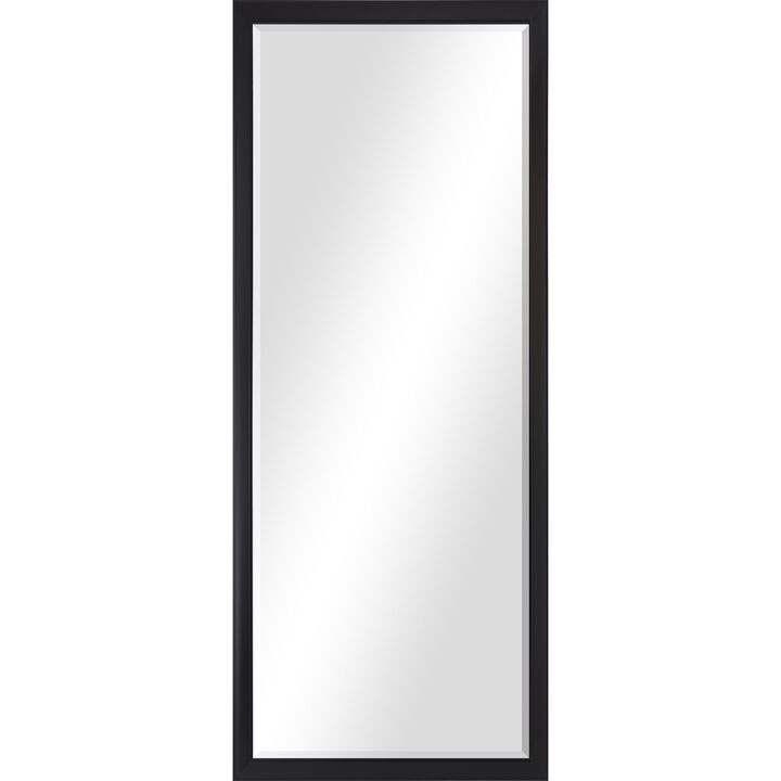 80" Rectangular Beveled Wall Mirror with Black Foil Finish Frame