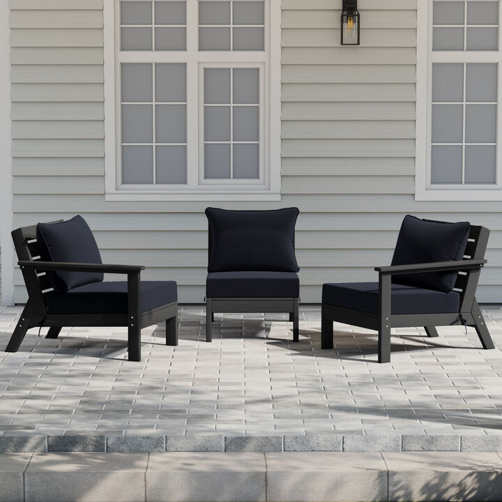 WestinTrends Outdoor Patio HDPE Sectional Sofa with Patio Cushions