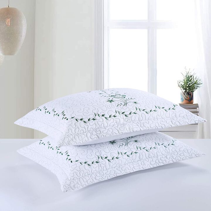 Marcielo 2 Pcs Embroidered Floral Pillow Shams