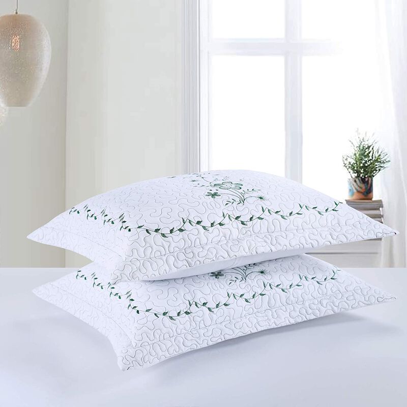 Marcielo 2 Pcs Embroidered Floral Pillow Shams