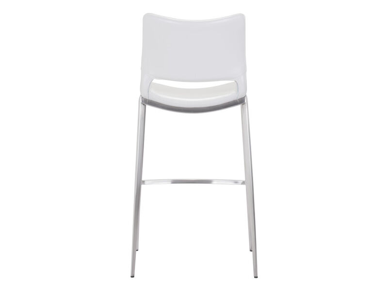 Ace Barstool (Set of 2) White & Silver