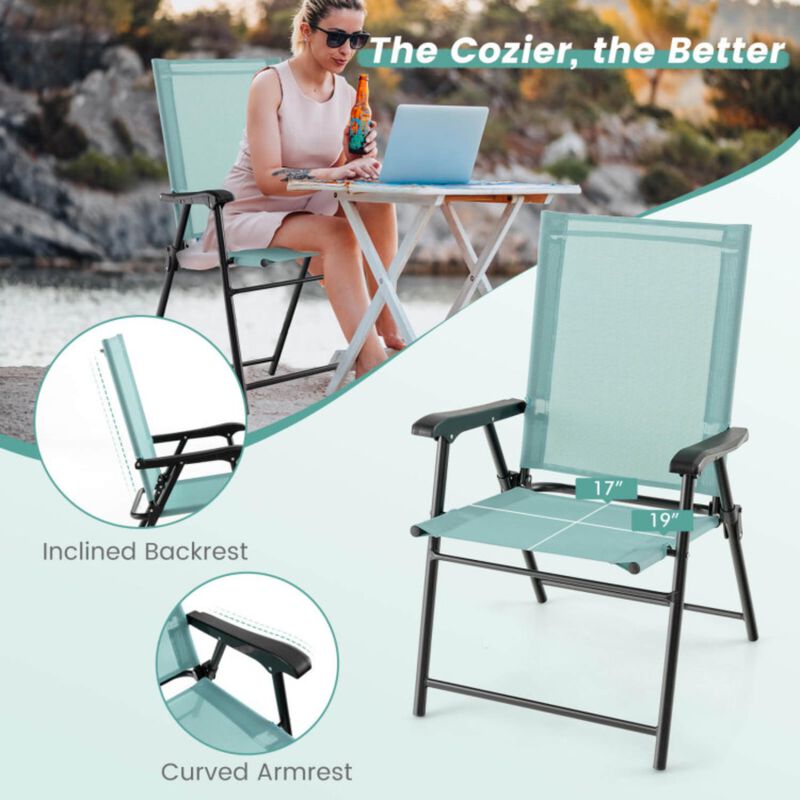 Hivvago 2 Set of Patio Dining Chair with Armrests and Metal Frame