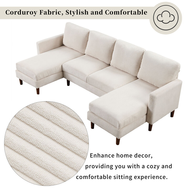 Merax Corduroy Fabric U-shaped Sofa Couch