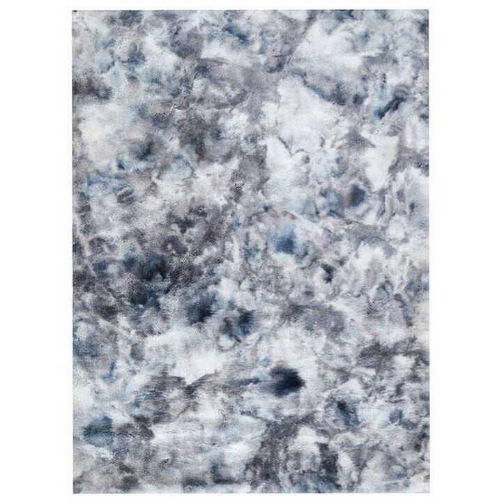 Ica 5 x 7 Area Rug, Non Slip Canvas Backing, Tie Dye Polyester, Gray - Benzara