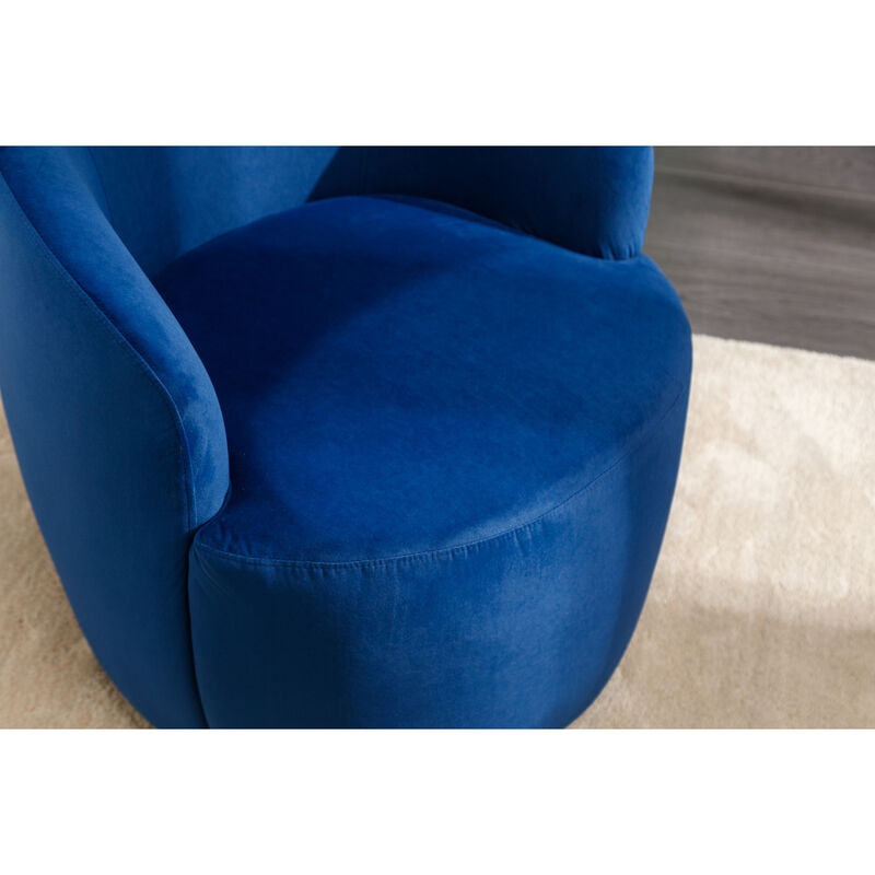 Velvet Fabric Swivel Accent Armchair Barrel Chair With Powder Coating Metal Ring