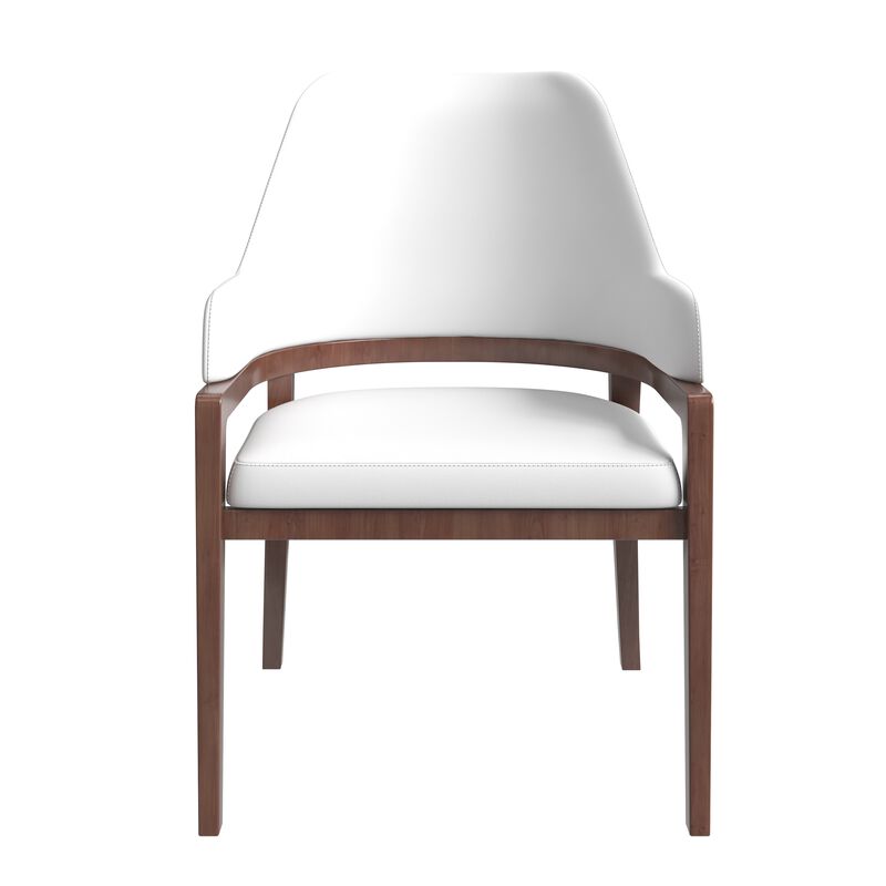 Leisuremod Ethora Collection Modern Wooden Dining Chair in Black Fabric Seat With white top