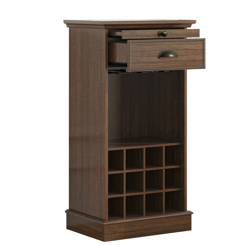 FESTIVO Wine Cabinet w/ Metal Glass Holder & Lattice Rack