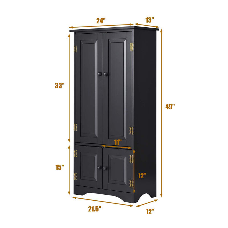 Accent Floor Storage Cabinet with Adjustable Shelves Antique 2-Door