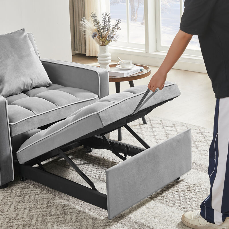 Adjustable Folding Sofa Bed Chair - Grey