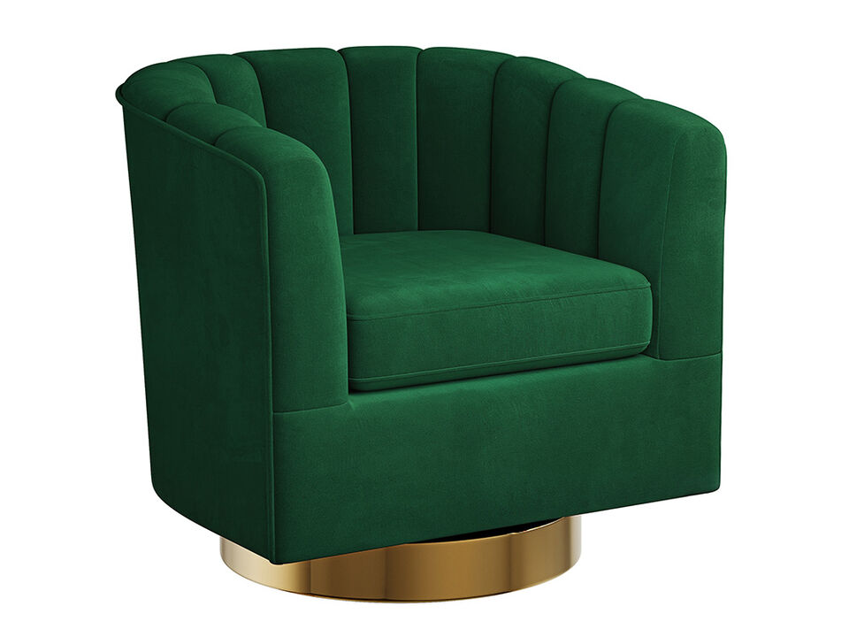 BELLEZE Swivel Accent Chair, Wide Modern Upholstered Armchair 360 Degree Swivel Comfy Single Sofa Side Chair for Living Room Bedroom Office - Zoe (Green)