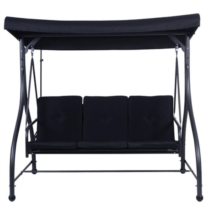 Hivvago Adjustable 3 Seat Cushioned Porch Patio Canopy Swing Chair