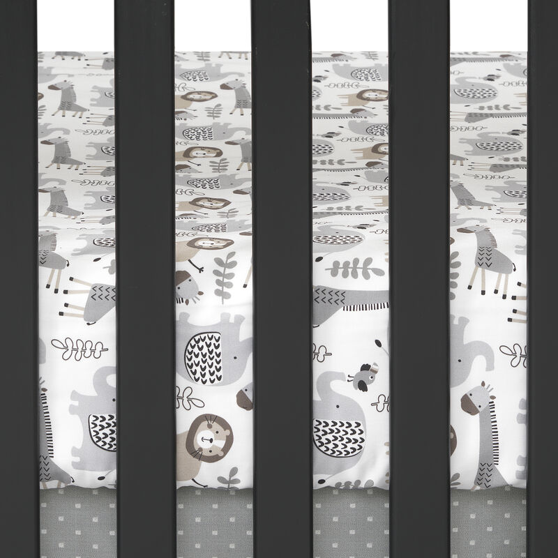 Lambs & Ivy Urban Jungle 4-Piece Crib Bedding Set - Gray, Brown, White, Jungle