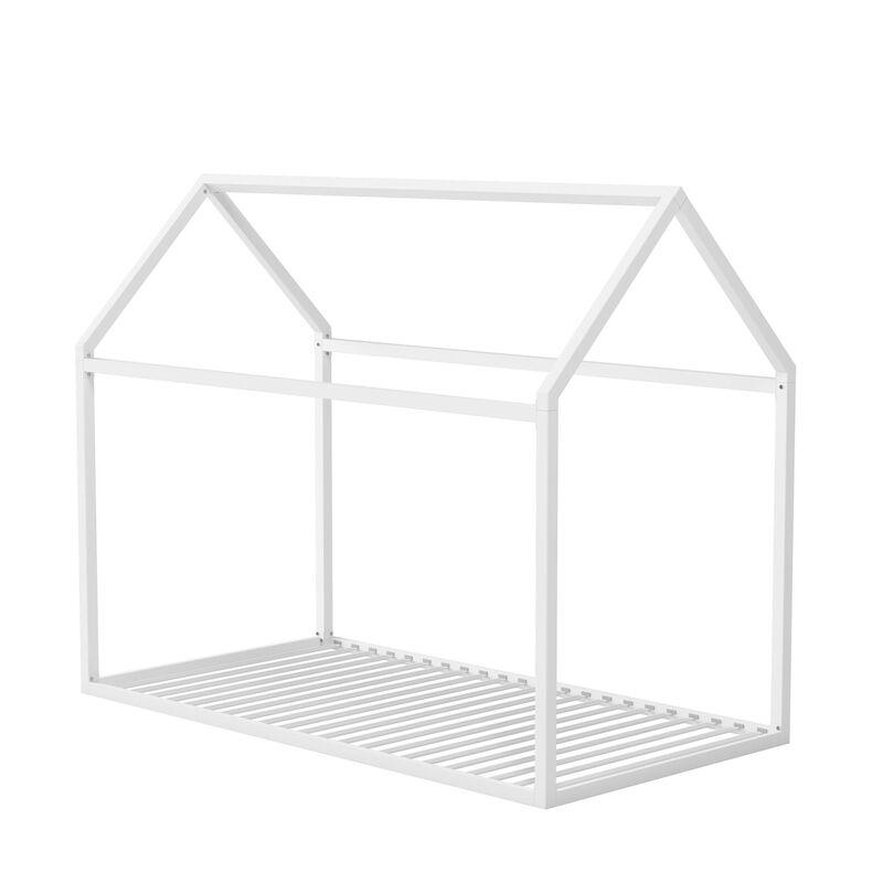 Skyler Metal Montessori House Bed, Twin, Off White
