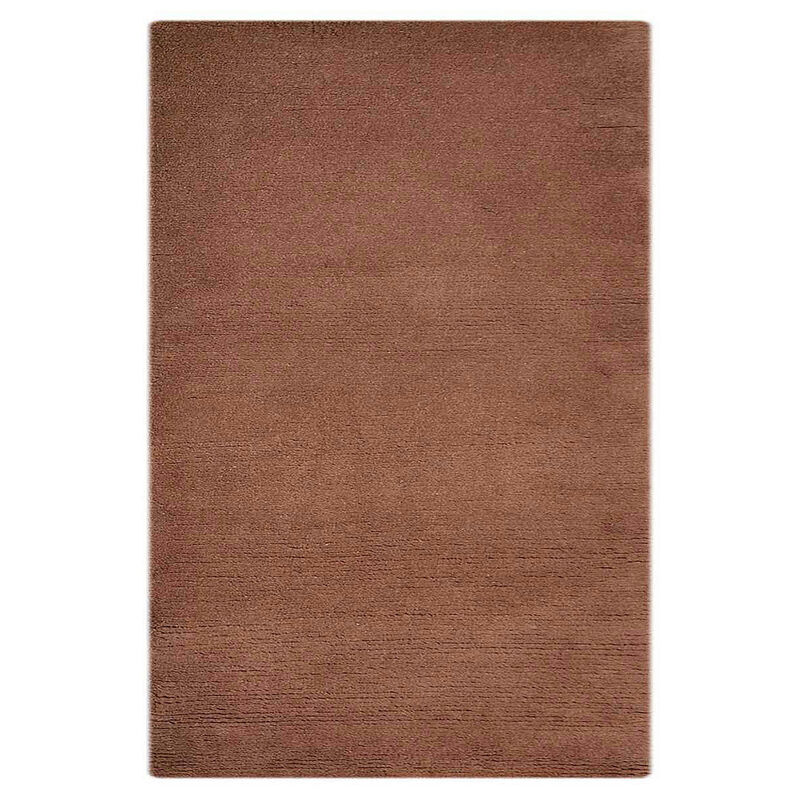 Rugsotic Carpets Hand Knotted Tibbati Wool 5'x8' Area Rug Solid Choco T00111