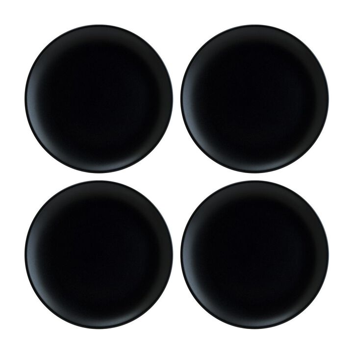Notte dia.10.5" Round Black Porcelain Plate (Set of 4)