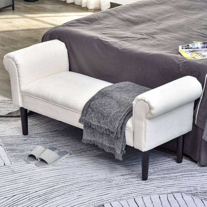 52" Modern Rolled Arm Bench Bed End Ottoman Sofa Seat Footrest Bedroom Entryway