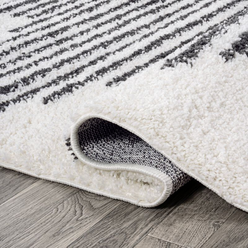 Elm Diamond Stripe Geometric Shag Area Rug