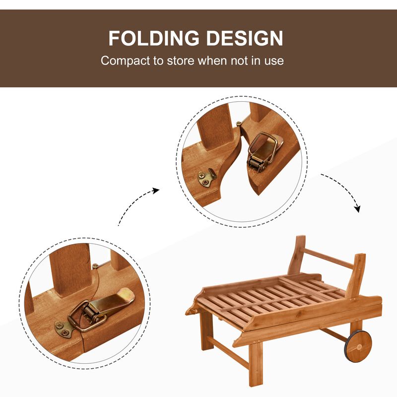 Teak Poolside Lounger: Folding Wooden Chaise with Wheels & Recliner