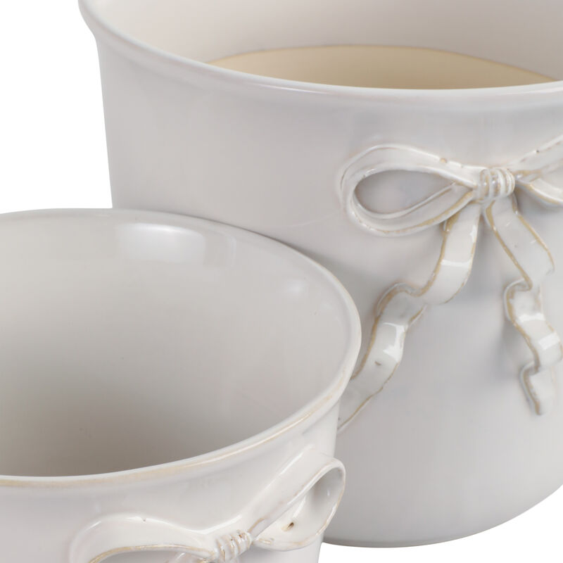 Pretty Bow Planters, White