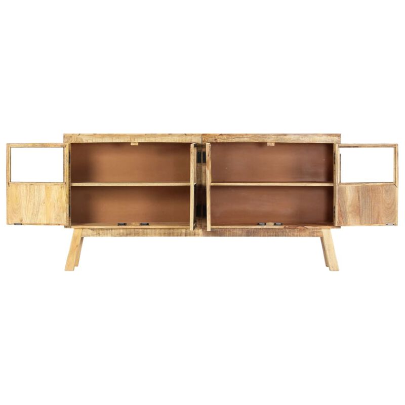 vidaXL Sideboard Brown and Black 63"x11.8"x31.5" Solid Rough Mango Wood
