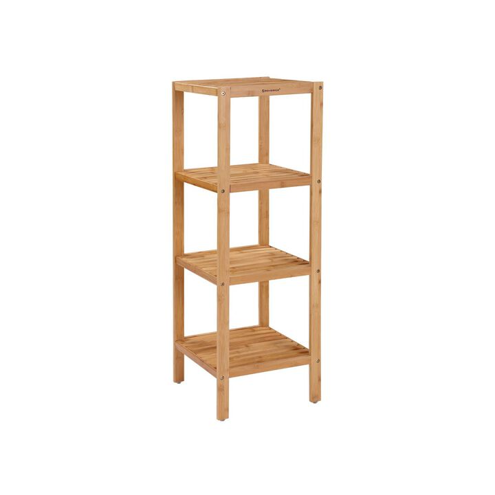 Stylish 4-Tier Bamboo Storage Rack for Bathroom Shelving