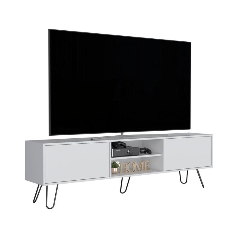Waco TV Rack, Hairpin Stand with Spacious Storage and Cable Management Holes