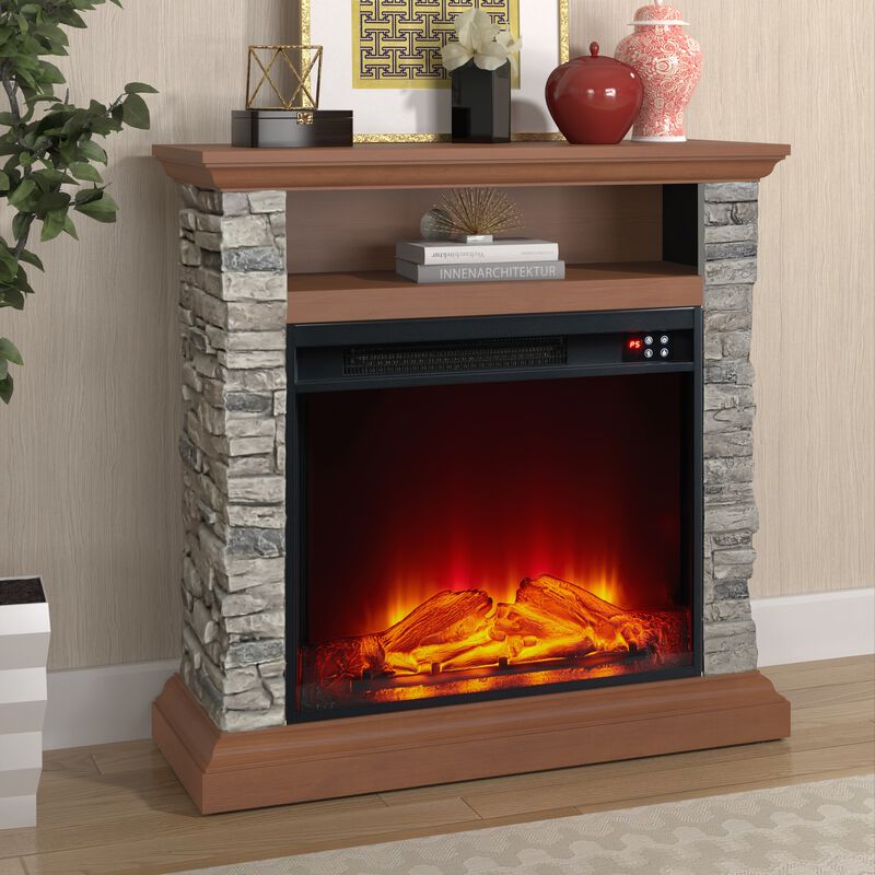 FESTIVO 32" Cozy Fireplace with Realistic Wood & Stone Finish