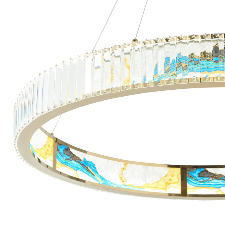 Boeseman's Chandelier Colorful Crystal Integrated LED CC Technology 1 Tier, Round