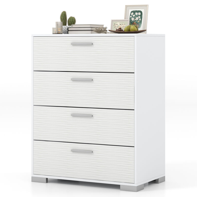 4 Drawer Storage Cabinet with Metal Legs Handles with Anti-Toppling Devices